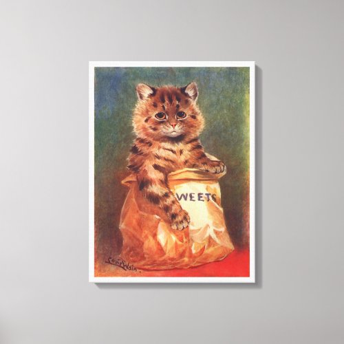 Mixed Sweets Cat by Louis Wain Canvas Print