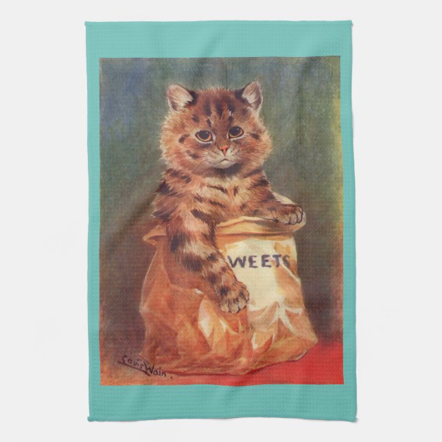 Mixed Sweets Cat by Louis Wain Kitchen Towel (Vertical)