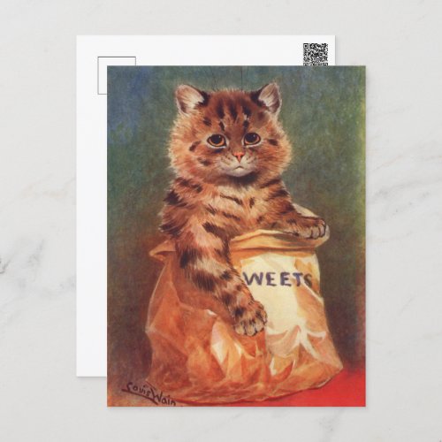 Mixed Sweets Cat by Louis Wain Postcard