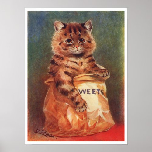 Mixed Sweets Cat by Louis Wain Poster