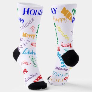 Mixed Text And Font Styles Christmas  Socks