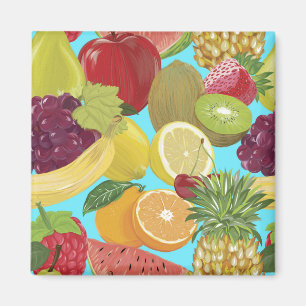 Mixed Tropical Fruit Illustration Pattern Magnet