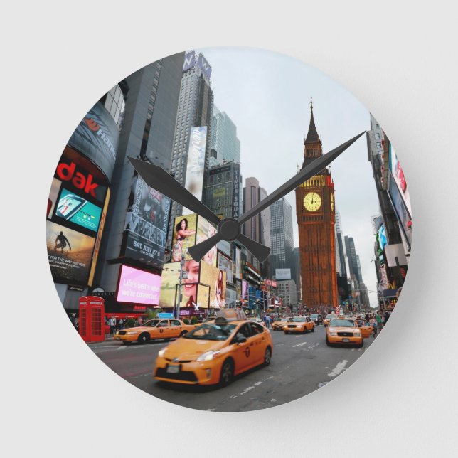 Mixed Up World! - New York City & London Round Clock (Front)