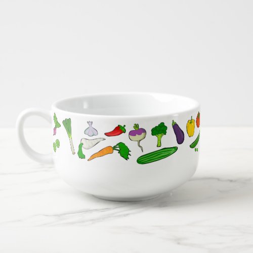 Mixed Vegetables Illustrations Pattern Soup Mug