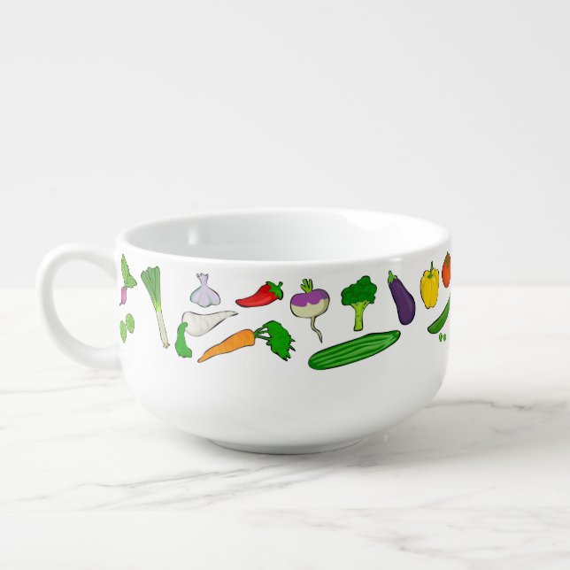Mixed Vegetables Illustrations Pattern Soup Mug (Right)