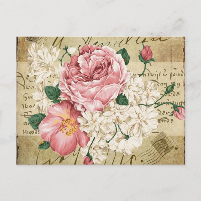 Mixed Vintage floral cute postcard (Front)