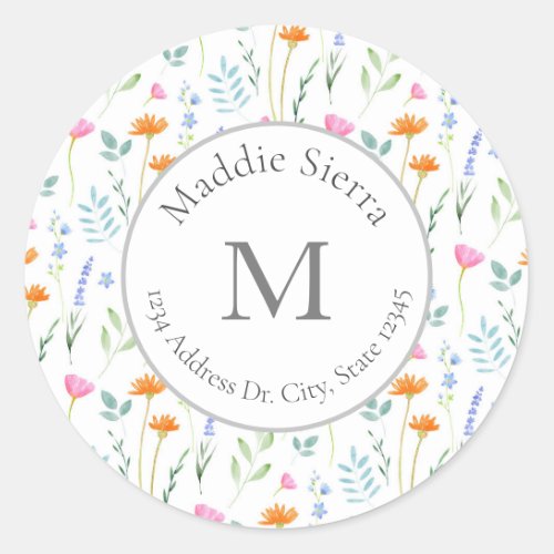 MIxed Watercolor Wildflowers labels