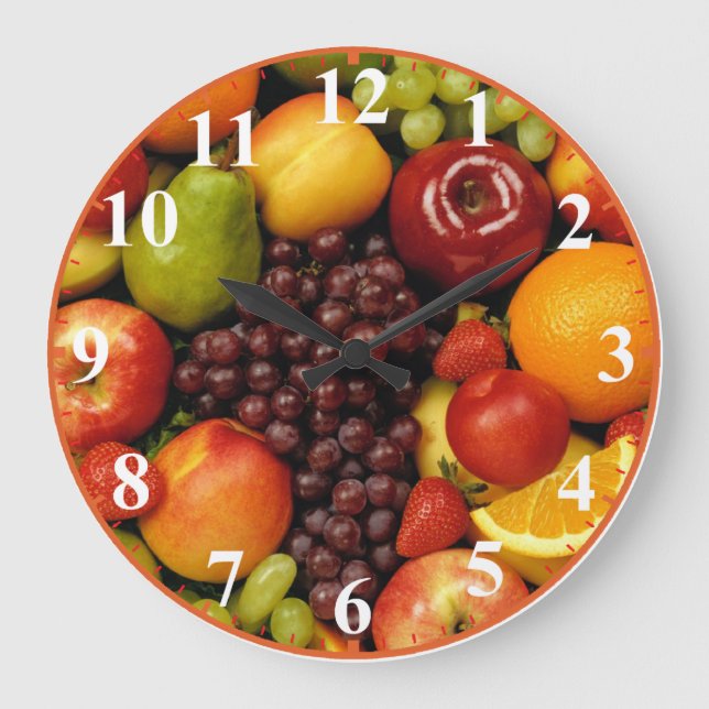 Mixed Whole Fruit Clock With Numbers (Front)