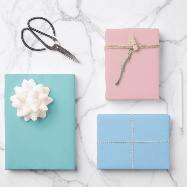 Mixed Wrapping Sheets Pink - Blue - Turquoise (Front)