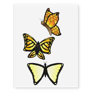 Mixed yellow butterfly temporary tattoos