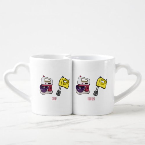 Mixer cartoon illustration  coffee mug set
