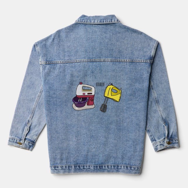 Mixer cartoon illustration  denim jacket (Back)