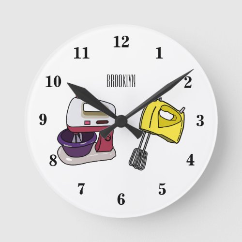 Mixer cartoon illustration round clock