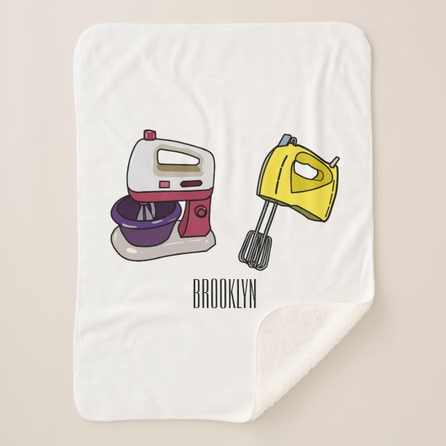 Mixer cartoon illustration sherpa blanket (Front)