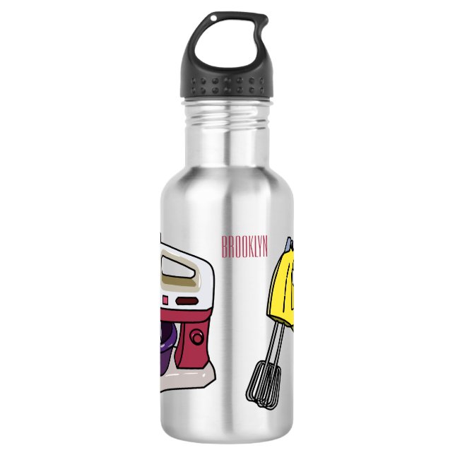 Mixer cartoon illustration  stainless steel water bottle (Front)