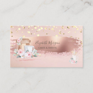 Mixer Flower,Confetti,Brush Stroke Cooking Business Card
