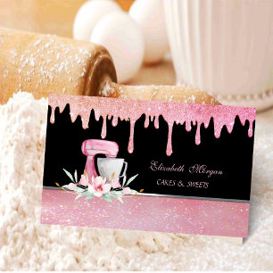 Mixer Flowers Glitter Drips Sweets Bakery  Business Card