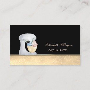 Mixer Flowers Gold Sweets Bakery Business Card