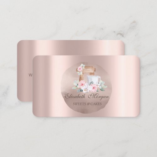 Mixer Flowers Rose Gold Circle  Business Card