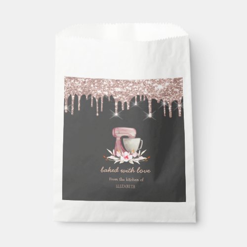 Mixer Flowers Rose Gold Drips Bakery   Favor Bag