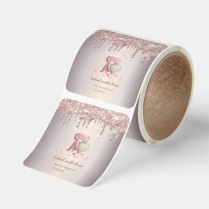 Mixer Flowers Rose Gold Glitter Drips Bakery    Square Sticker