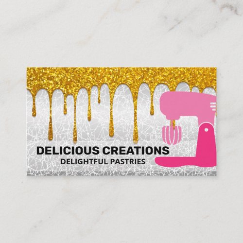 Mixer  Gold Glitter Drip Business Card