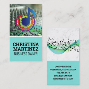 Mixer Instrument Colorful Musical Notes Logo Business Card