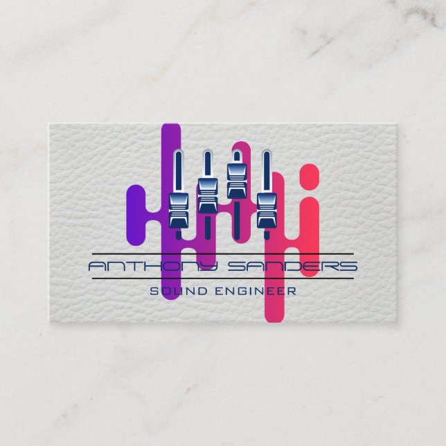Mixer | Music Equalizer Sound Background Business Card (Front)