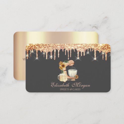 Mixer Sunflowers Chic Drips Bakery  Business Card