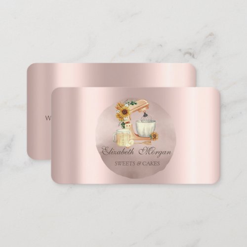 Mixer Sunflowers Rose Gold Circle  Business Card