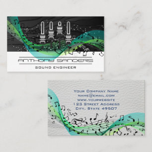 Mixer Tech Background Musical Notes Business Card