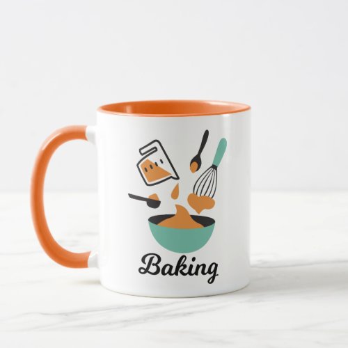 Mixing Bliss Artistic Baking Process Illustration Mug