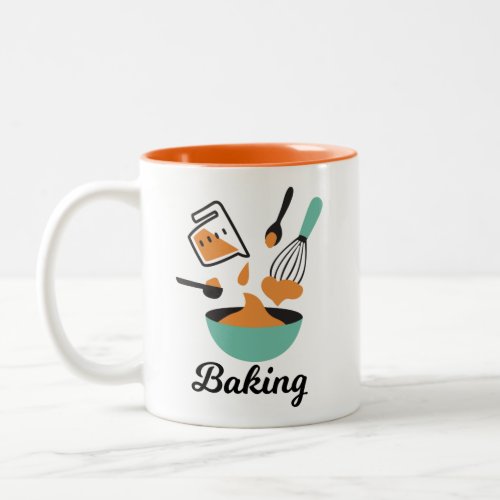 Mixing Bliss Artistic Baking Process Illustration Two_Tone Coffee Mug