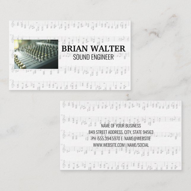 Mixing Board | Musical Notes Business Card (Front/Back)