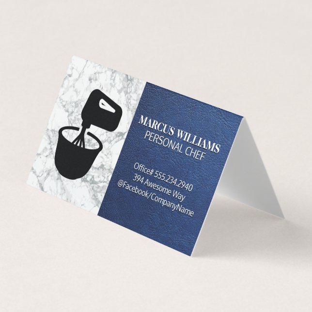 Mixing Bowl | Blue Leather Marble Business Card (Front)