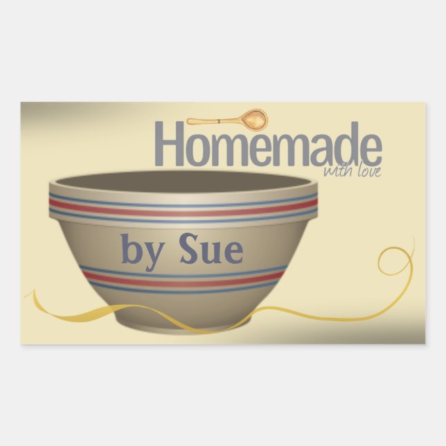 Mixing Bowl "Homemade with Love"  Custom Stickers (Front)