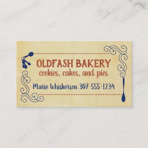 Mixing bowl whisk vintage bakery pastry chef cakes business card