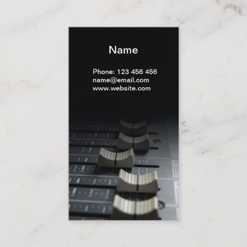 Mixing desk faders business card