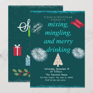 Mixing, Mingling, and Merry Drinking Party Invitation