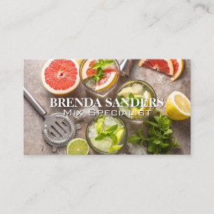 Mixing Summer Drink Cocktails Top View Business Card