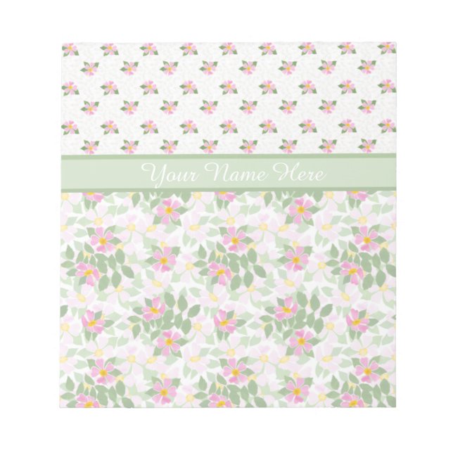 Mix'n'match Dog Rose Florals: Notepad or Jotter (Front)