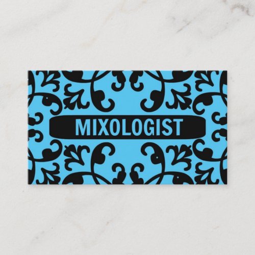 Mixologist Blue Damask Business Card