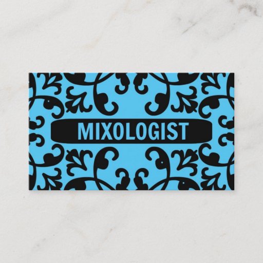 Customizable Mixologist Blue Damask Business Card