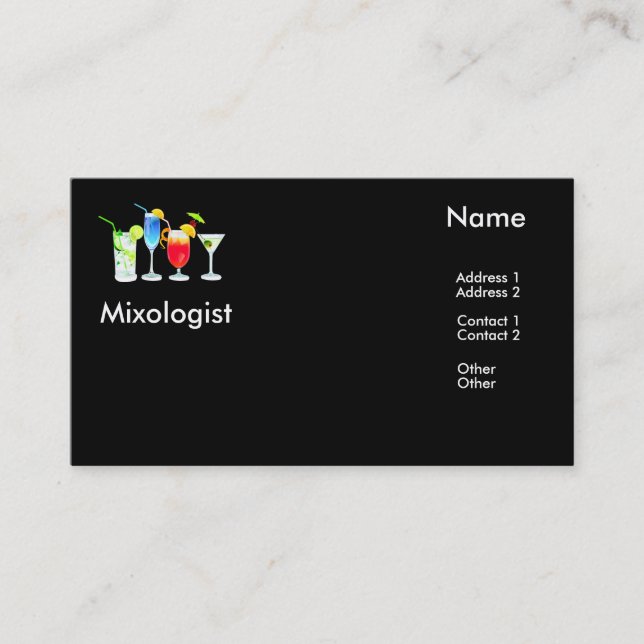 Mixologist Business Card (Front)