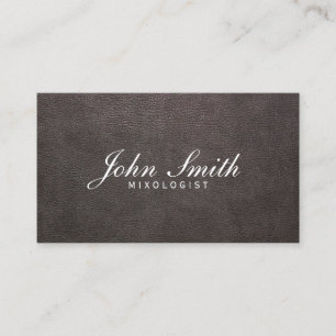 Mixologist Classy Dark Leather  Business Card