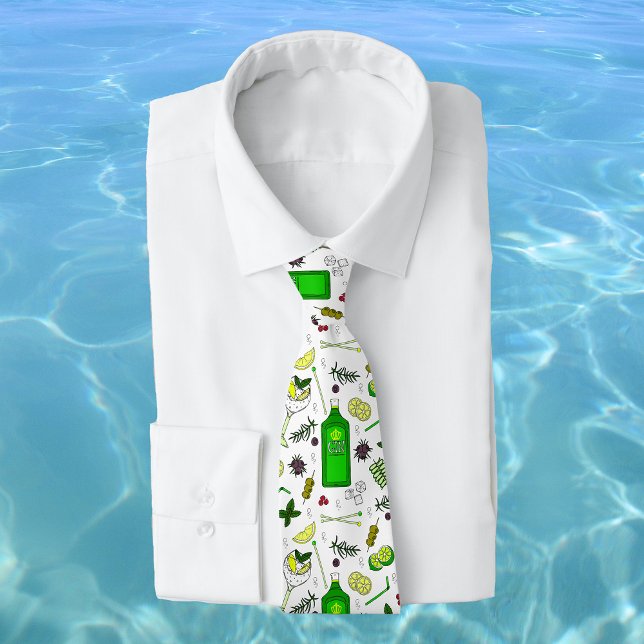 Mixologist Martini Cocktails Gin Tonic Drinks Neck Tie (Creator Uploaded)