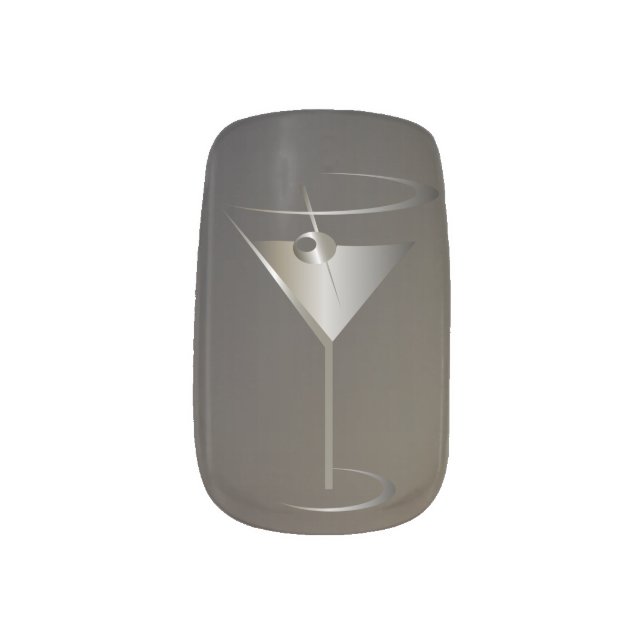 Mixologist or Bartender Martini Glass Minx Nail Art (Left Thumb)
