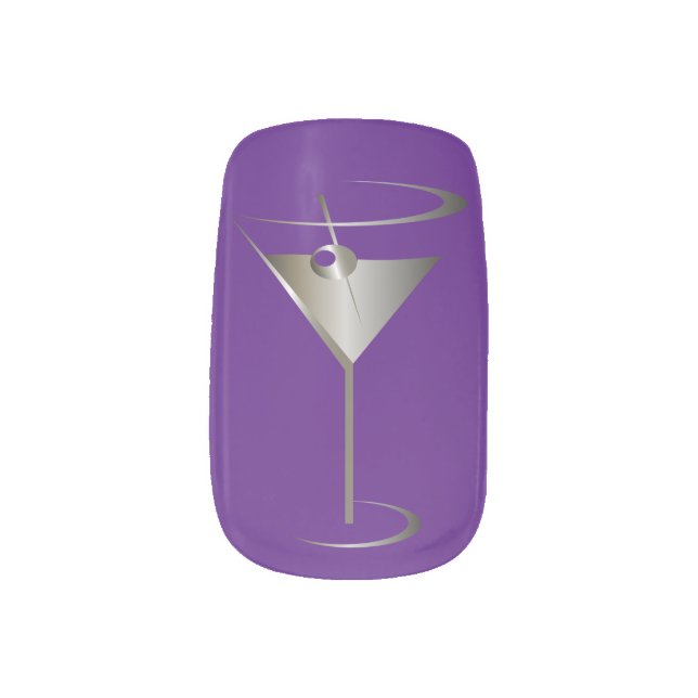 Mixologist or Bartender Martini Glass Minx Nail Art (Left Thumb)
