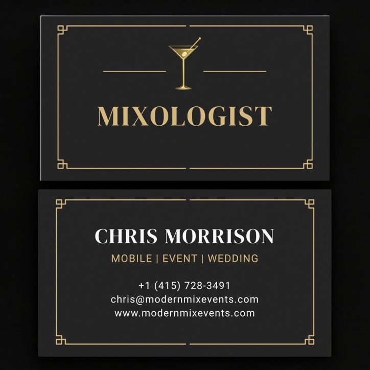 Mixologist Professional Business Card