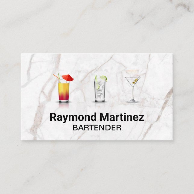Mixology | Cocktail Drinks | Marble Business Card (Front)